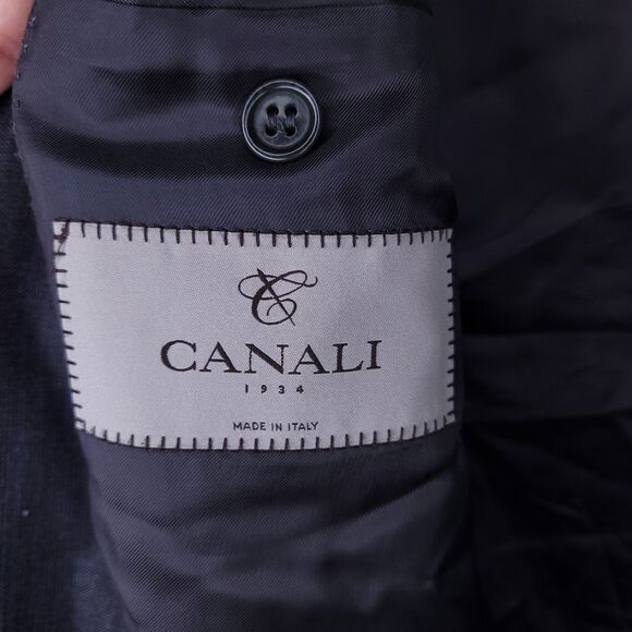 Canali Wool Blazer Mens 42 Black Plaid 2 Button Single Breasted - Picture 9 of 11